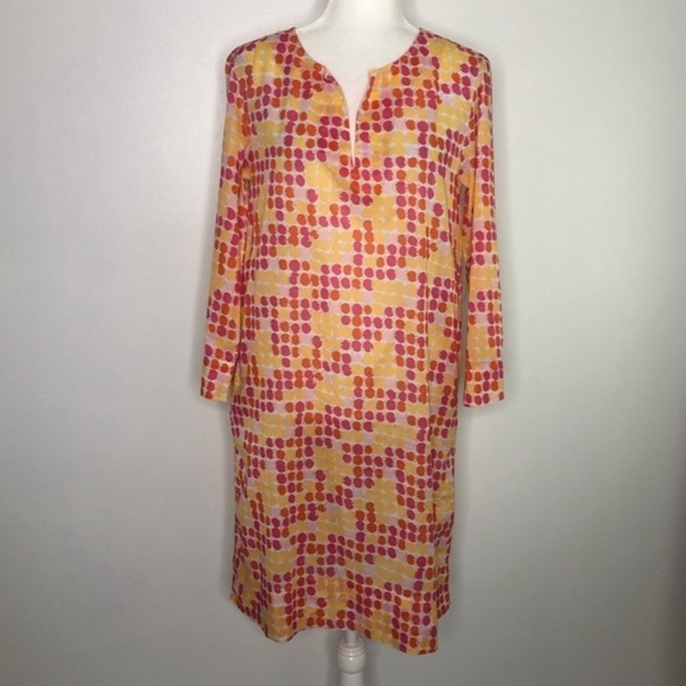 Jack Rogers women’s yellow & pink polka polka dot dress size 4